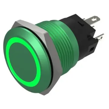 EAO Series 82 Series Illuminated Push Button Switch, Momentary, Flush Mount, 19mm Cutout, SPST, SPST, Green LED, 24V, - 82-5851.1134 product image