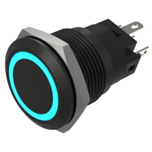 EAO Series 82 Series Illuminated Push Button Switch, Momentary, Flush Mount, 19mm Cutout, SPST, SPST, Blue LED, 24V, - 82-5951.1124 product image