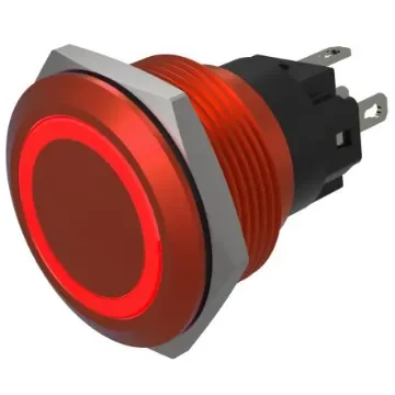 EAO Series 82 Series Illuminated Push Button Switch, Momentary, Flush Mount, 22mm Cutout, SPST, SPST, Red LED, 24V, - 82-6751.1114 product image