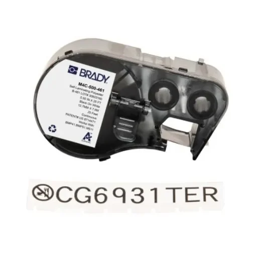 Brady B-461 Black on White Label Printer Labels, 300 in Length, 0.5 in Width, 300in Label Length, 0.5in Label Width - M4C-500-461 product image