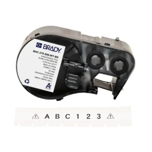 Brady B-595 Black on White Label Printer Tape, 300 in Length, 0.375 in Width, 300in Label Length, 0.375in Label Width - M4C-375-595-WT-BK product image