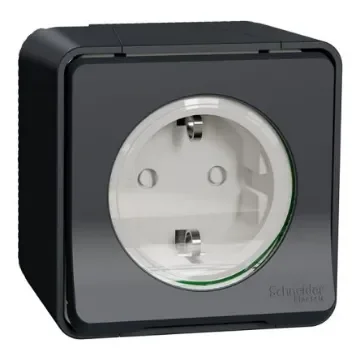 Schneider Electric MUR Black, White Plug Socket, 2P + E Poles, 16A, Indoor, Outdoor Use - MUR36034 product image
