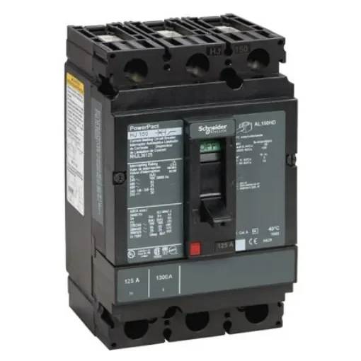 Schneider Electric, PowerPact MCCB 3P 125A, Breaking Capacity 18 kA, DIN Rail Mount - NHJL36125 product image