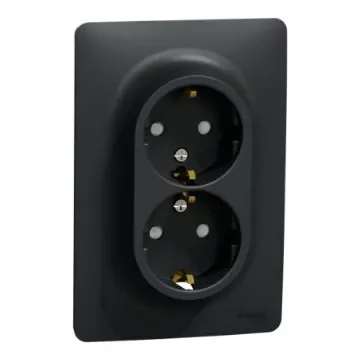 Schneider Electric NU20 Black Plug Socket, 2P + E Poles, 16A, Indoor, Outdoor Use - NU206754 product image