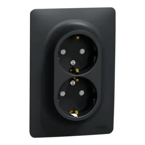 Schneider Electric NU20 Black Plug Socket, 2P + E Poles, 16A, Indoor, Outdoor Use - NU206754 product image