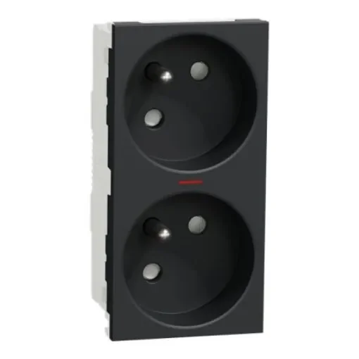 Schneider Electric NU30 Black, White Plug Socket, 2P + E Poles, 16A - NU306954S product image