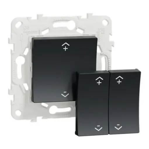 Schneider Electric Anthracite Push Button Light Switch, 2 Gang, New Unica - NU557154W product image
