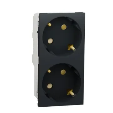 Schneider Electric NU30 Black, White Plug Socket, 2P + E Poles, 16A, Schuko - NU306754A product image