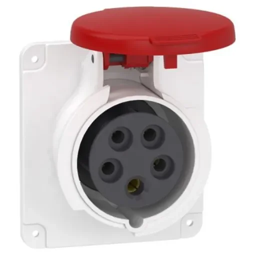 Schneider Electric, PKF16G435 IP44 Grey Panel Mount 3P + N + E Industrial Power Socket, Rated At 16A, 415 V,With Phase product image