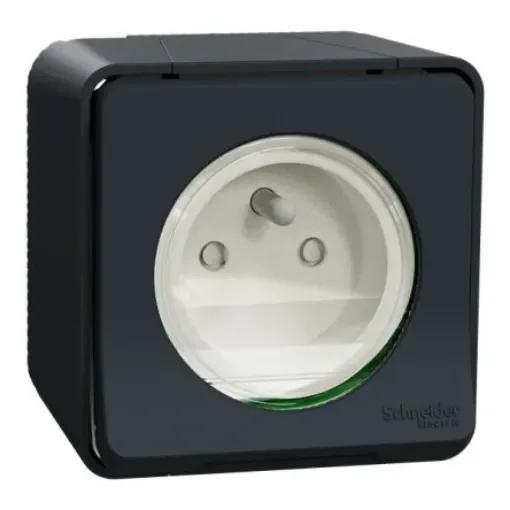 Schneider Electric MUR Black, White Plug Socket, 2P + E Poles, 16A, Indoor, Outdoor Use - MUR35031P product image
