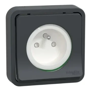 Schneider Electric MUR Black, White Plug Socket, 2P + E Poles, 16A, Indoor, Outdoor Use - MUR35036 product image