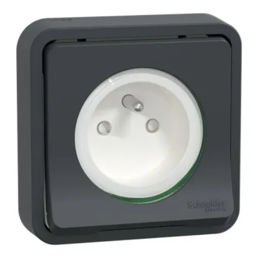 Schneider Electric MUR Black, White Plug Socket, 2P + E Poles, 16A, Indoor, Outdoor Use - MUR35036 product image