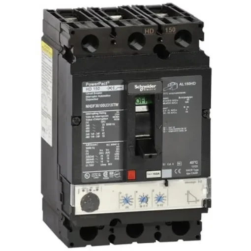 Schneider Electric, PowerPact MCCB 3P 60A, Breaking Capacity 25 kA, DIN Rail Mount - NHJF36060U31XTW product image