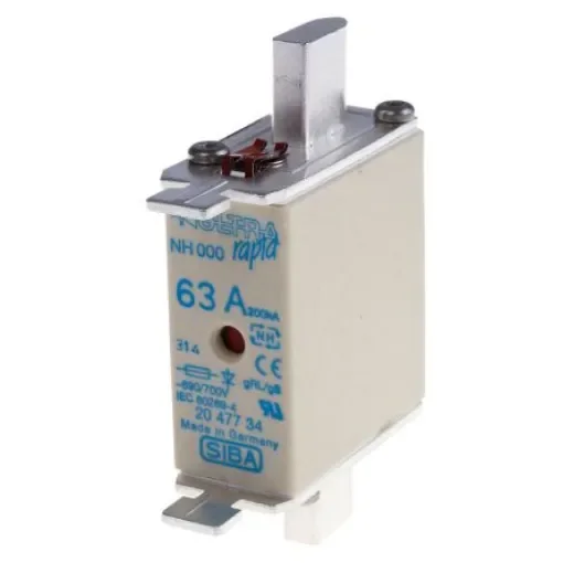 SIBA 63A NH Fuse, NH000, 690V ac - 20-477-34/63A product image