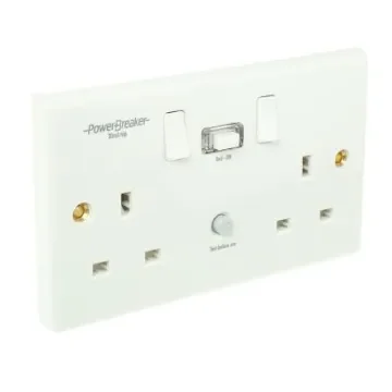 Powerbreaker PowerBreaker H 13A, BS Fixing, Passive, 2 Gang RCD Socket, Polycarbonate, Surface Mount , Switched, 230 V - K22WP-C product image