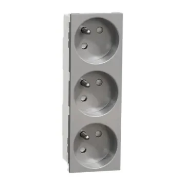 Schneider Electric NU30 Grey Plug Socket, 2P + E Poles, 16A - NU307930 product image
