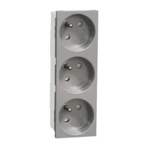 Schneider Electric NU30 Grey Plug Socket, 2P + E Poles, 16A - NU307930 product image