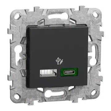 Schneider Electric, Unica IP20 Black Flush Mount Industrial Power, Rated At 3A, 240 V ac - NU501354 product image