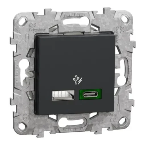 Schneider Electric, Unica IP20 Black Flush Mount Industrial Power, Rated At 3A, 240 V ac - NU501354 product image