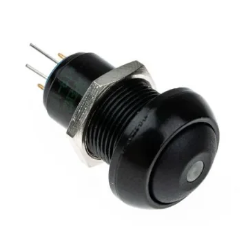 APEM Illuminated Miniature Push Button Switch, Latching, Panel Mount, 13.6mm Cutout, SPST, Green LED, 12/48/72V dc, IP67 - IPR1SAD2LOG product image