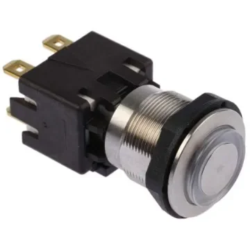 Schurter MSM LA 19 Series Illuminated Push Button Switch, Latching, Panel Mount, 19mm Cutout, DPDT, Blue LED, 125/250V - 1241.6824.1124000 product image