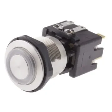 Schurter MSM LA 19 Series Illuminated Push Button Switch, Latching, Panel Mount, 19mm Cutout, DPDT, Red LED, 125/250V - 1241.6824.1121000 product image