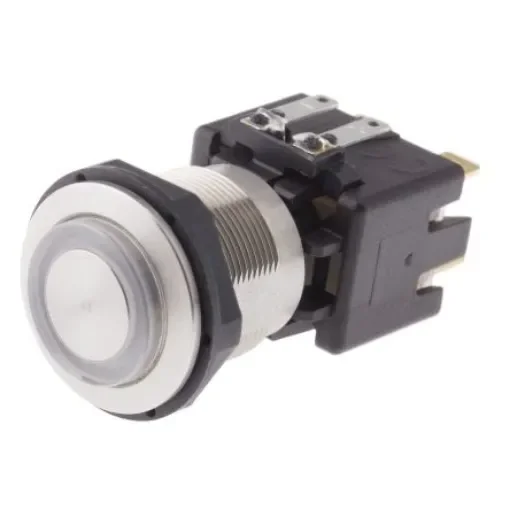 Schurter MSM LA 19 Series Illuminated Push Button Switch, Latching, Panel Mount, 19mm Cutout, DPDT, Red LED, 125/250V - 1241.6824.1121000 product image