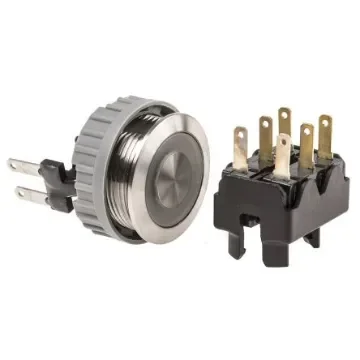 Schurter MSM DP 22 Series Illuminated Push Button Switch, Momentary, Panel Mount, 22mm Cutout, SPDT, Red LED, 125/250V - 1241.6934.1121000 product image