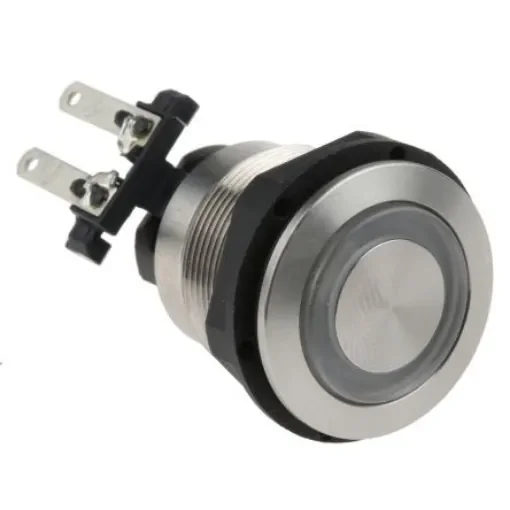 Schurter MSM LA 19 Series Push Button Switch, Latching, Panel Mount, 19mm Cutout, DPDT, Green LED, 125/250V ac, IP64 - 1241.6824.1122000 product image