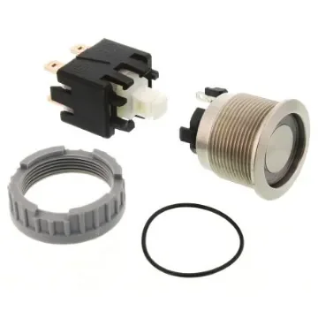 Schurter MSM LA 22 Series Illuminated Push Button Switch, Latching, Panel Mount, 22mm Cutout, DPDT, Red LED, 125/250V - 1241.6834.1121000 product image