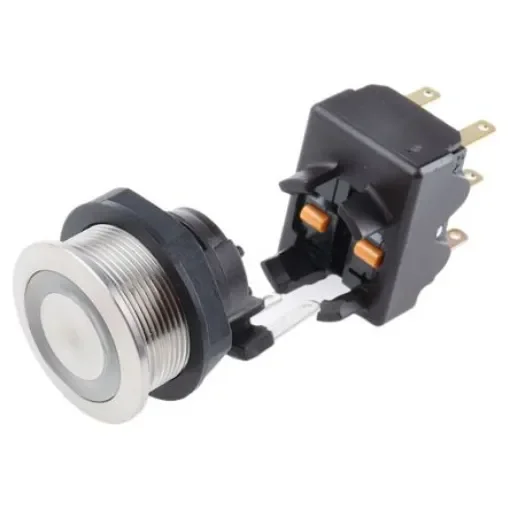 Schurter MSM DP 19 Series Illuminated Push Button Switch, Momentary, Panel Mount, 19mm Cutout, SPDT, Red LED, 250V ac, - 1241.6924.1121000 product image