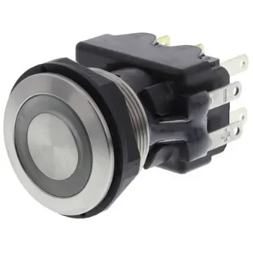 Schurter MSM DP 19 Series Illuminated Push Button Switch, Momentary, Panel Mount, 19mm Cutout, SPDT, Blue LED, 250V ac, - 1241.6924.1124000 product image