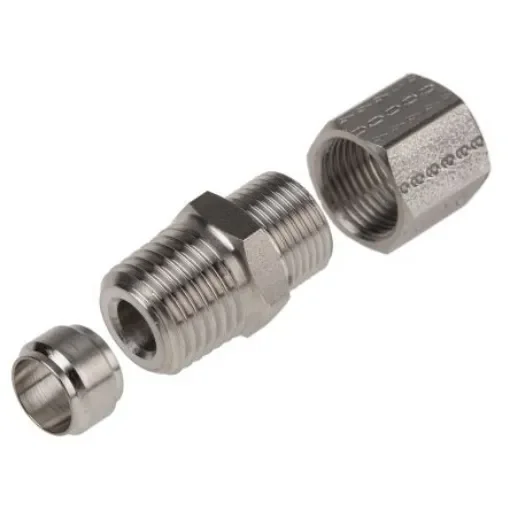 Legris Stainless Steel Pipe Fitting, Straight Hexagon Coupler, Male BSP 1/4in - 1805 08 13 product image