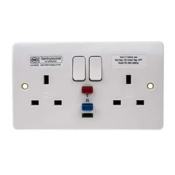 MK Electric Logic Plus 13A, BS Fixing, Active, 2 Gang RCD Socket, Flush Mount , Switched, IP2XD, 240 V ac, White - K6231 WHI product image