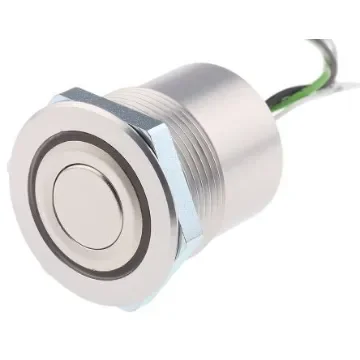 Schurter MCS 30 Series Illuminated Push Button Switch, Latching, Panel Mount, 30mm Cutout, SPST, Green LED, 48V dc - 1241.6401 product image