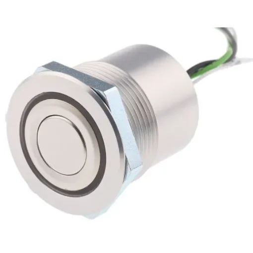 Schurter MCS 30 Series Illuminated Push Button Switch, Latching, Panel Mount, 30mm Cutout, SPST, Green LED, 48V dc - 1241.6401 product image