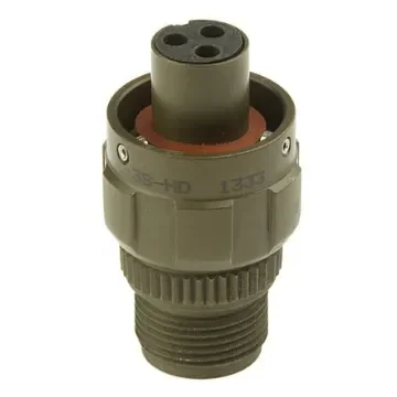 Amphenol Limited, 97B, Brass 3 Way Cable Mount MIL Spec Circular Connector Plug, Socket Contacts,Shell Size 10SL, - 97B-3106A10SL-3S-HD product image