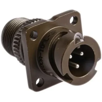 Amphenol Limited, 97B, Brass 3 Way Wall Mount MIL Spec Circular Connector Receptacle, Pin Contacts,Shell Size 10SL, - 97B-3100A10SL-3P product image