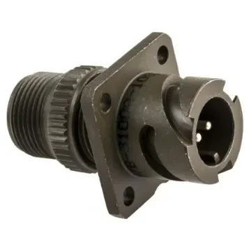 Amphenol Limited, 97B, Brass 2 Way Wall Mount MIL Spec Circular Connector Receptacle, Pin Contacts,Shell Size 10SL, - 97B-3100A10SL-4P product image