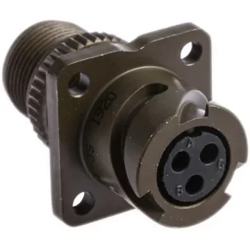 Amphenol Limited, 97B, Brass 3 Way Wall Mount MIL Spec Circular Connector Receptacle, Socket Contacts,Shell Size 10SL, - 97B-3100A10SL-3S product image