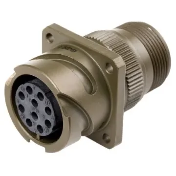Amphenol Limited, 97B, Brass 10 Way Wall Mount MIL Spec Circular Connector Receptacle, Socket Contacts,Shell Size 18, - 97B-3100A18-1S product image