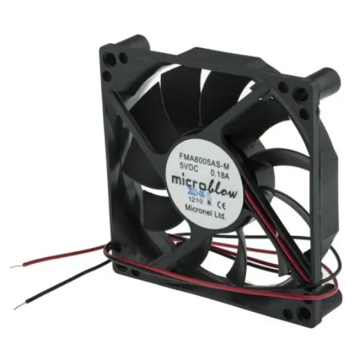 Micronel FMA Series Axial Fan, 5 V dc, DC Operation, 36m³/h, 1.25W, 180mA Max, 80 x 80 x 16mm - FMA8005AS-M product image