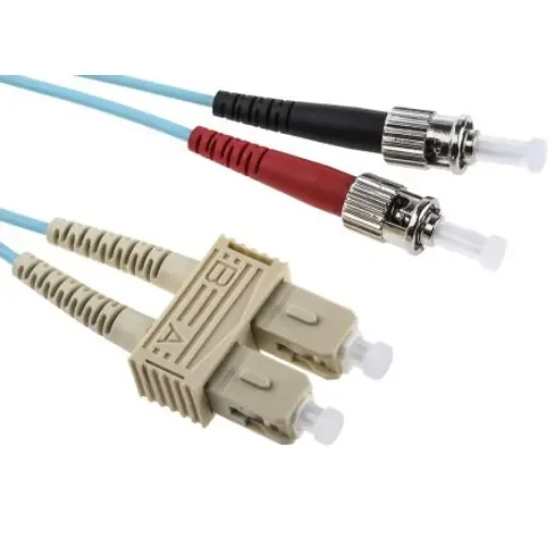 Molex Premise Networks ST to SC Duplex Multi Mode OM3 Fibre Optic Cable, 50/125µm, Aqua, 1m - 91.19.372.00100 product image