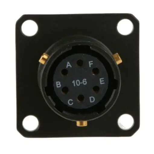 Amphenol Limited, 62GB 6 Way Box Mount MIL Spec Circular Connector ReceptacleOlive, Socket Contacts,Shell Size 10, - 62GB-12E10-06SN product image