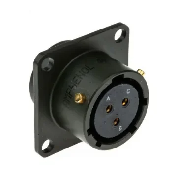 Amphenol Limited, 62GB 3 Way Box Mount MIL Spec Circular Connector ReceptacleOlive, Socket Contacts,Shell Size 12, - 62GB-12E12-03SN product image