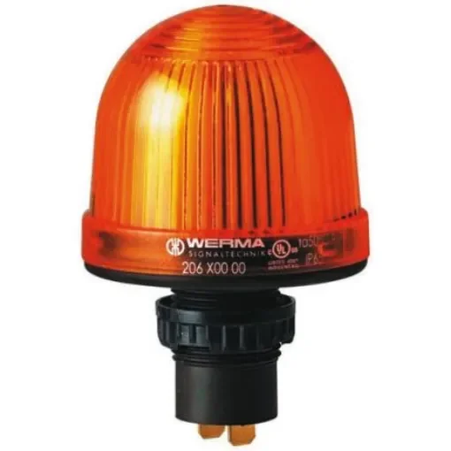 Werma EM 208 Series Yellow Flashing Beacon, 24 V dc, Panel Mount, Xenon Bulb - 208.300.55 product image