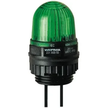 Werma EM 231 Series Green Steady Beacon, 24 V dc, Panel Mount, LED Bulb, IP65 - 231.200.55 product image