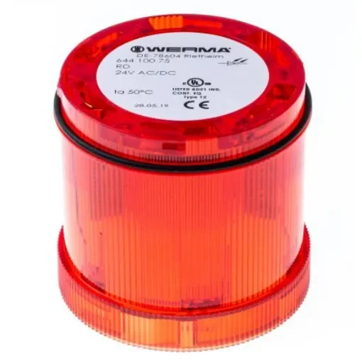 Werma KombiSIGN 71 Series Red Steady Effect Beacon Unit, 24 V, LED Bulb, AC, DC, IP65 - 644.100.75 product image