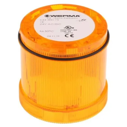 Werma 644 Series Yellow Steady Effect Beacon Unit, 24 V dc, LED Bulb, AC, DC, IP65 - 644.300.75 product image