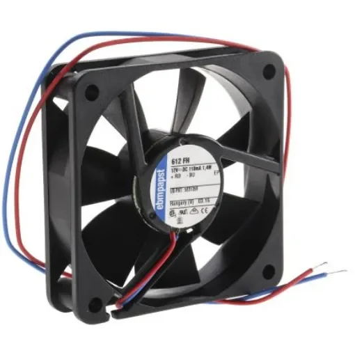 ebm-papst 600 F Series Axial Fan, 12 V dc, DC Operation, 33m³/h, 1.4W, 117mA Max, 60 x 60 x 15mm - 612FH product image